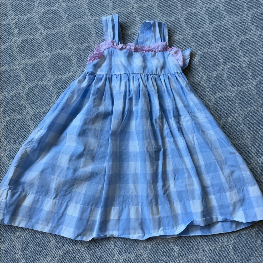 Blue Pleated Smocked Sundress Sleeveless